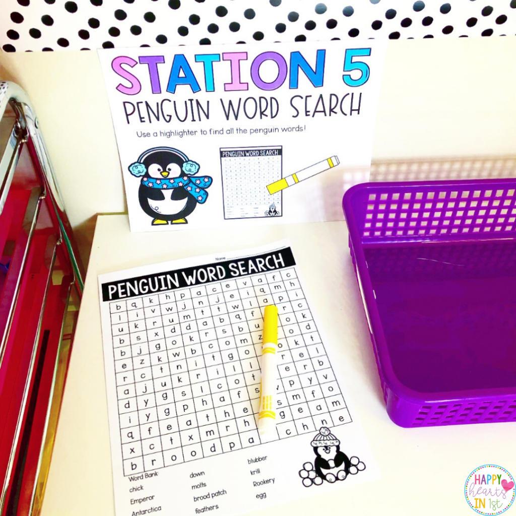 Penguin station activity word search