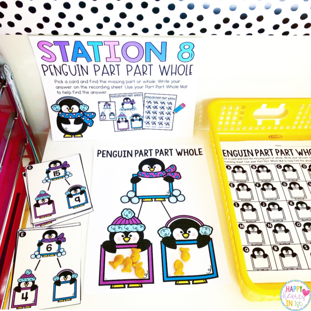 Penguin station activity part part whole math center