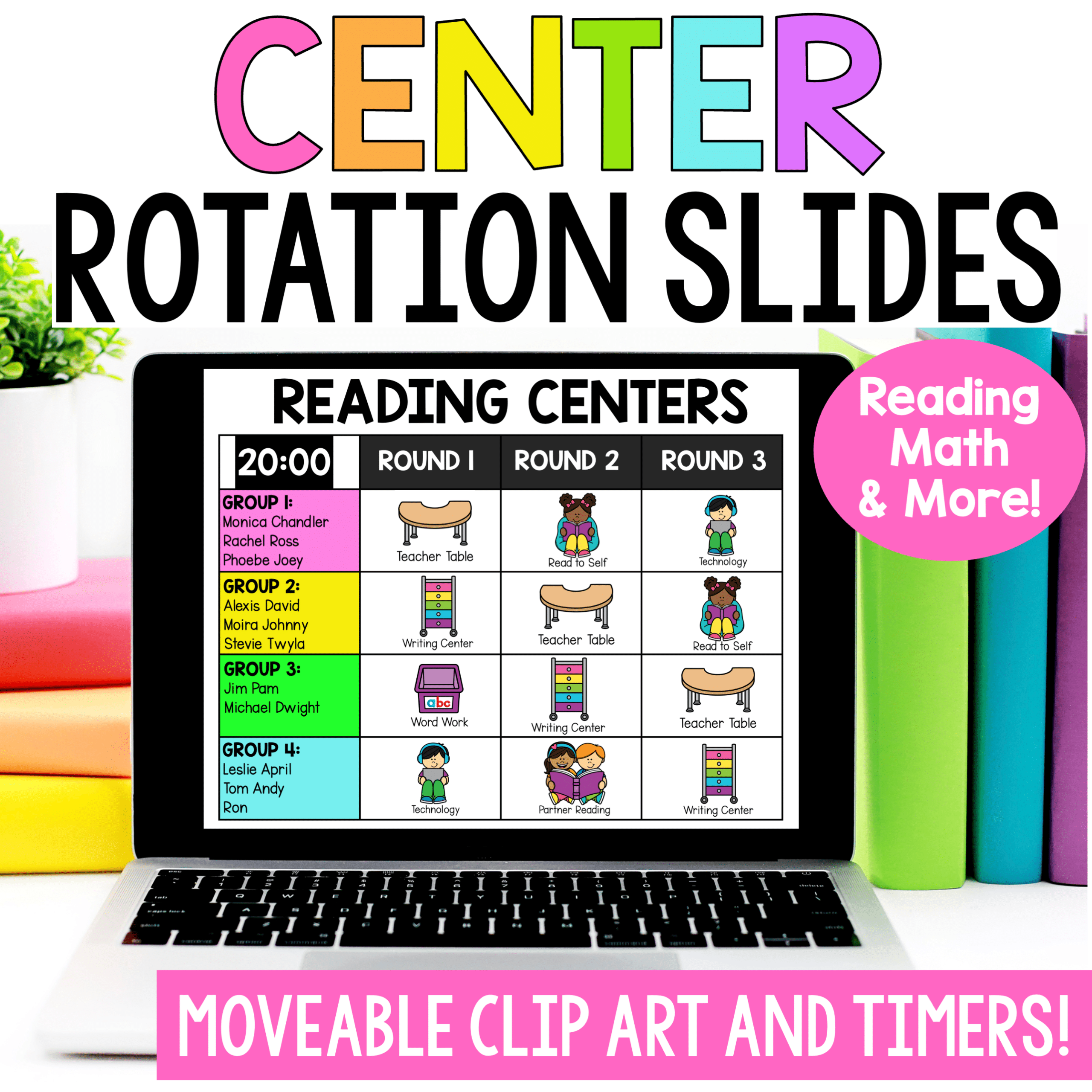 Center Rotation Slides 1st Grade Reading and Math Centers