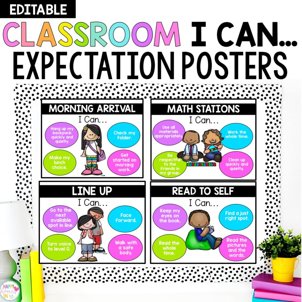 Classroom Expectation and procedure posters for first grade math centers