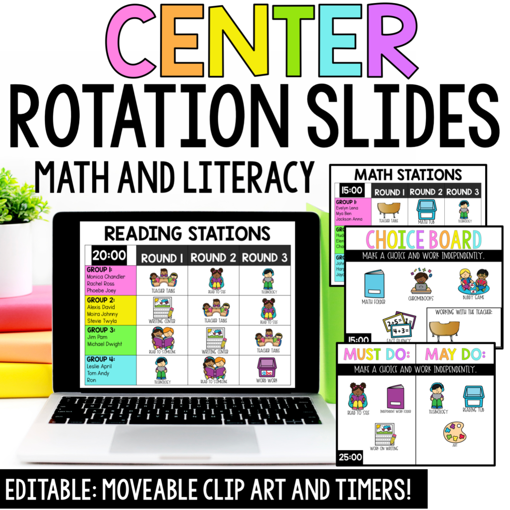 Managing Math Centers Blog by Happy Hearts in 1st Math Centers Digital Rotation Slides Teacher Table Math Tubs 