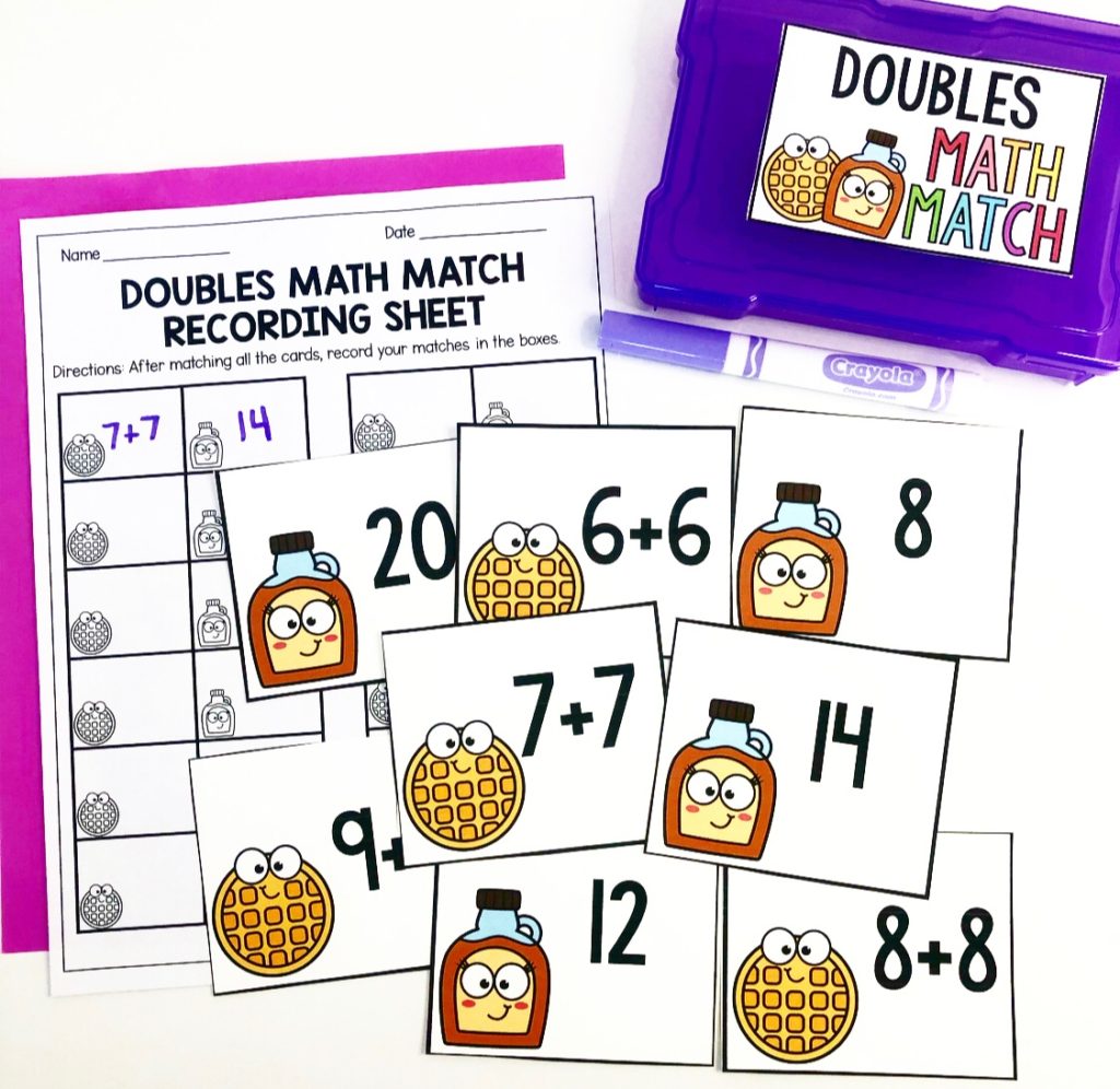 Math Match - A Memory Math Center for building routines in first grade math workshop