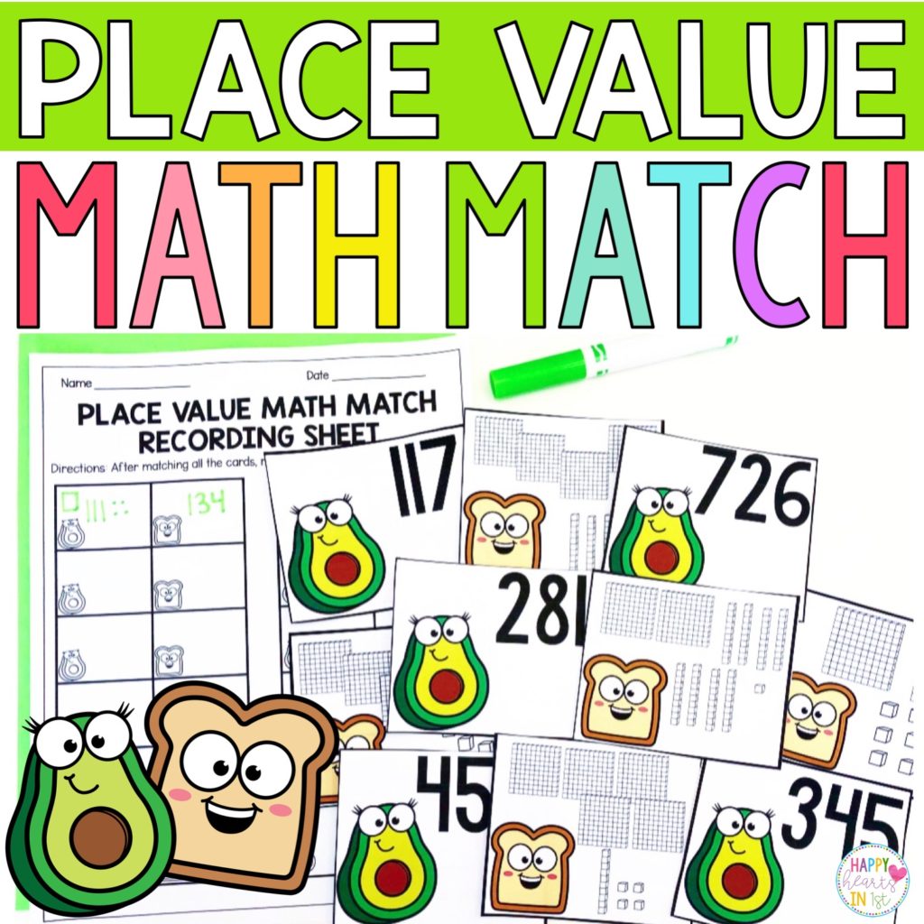 Place Value Math Match a Math Center activity for math workshop in first grade