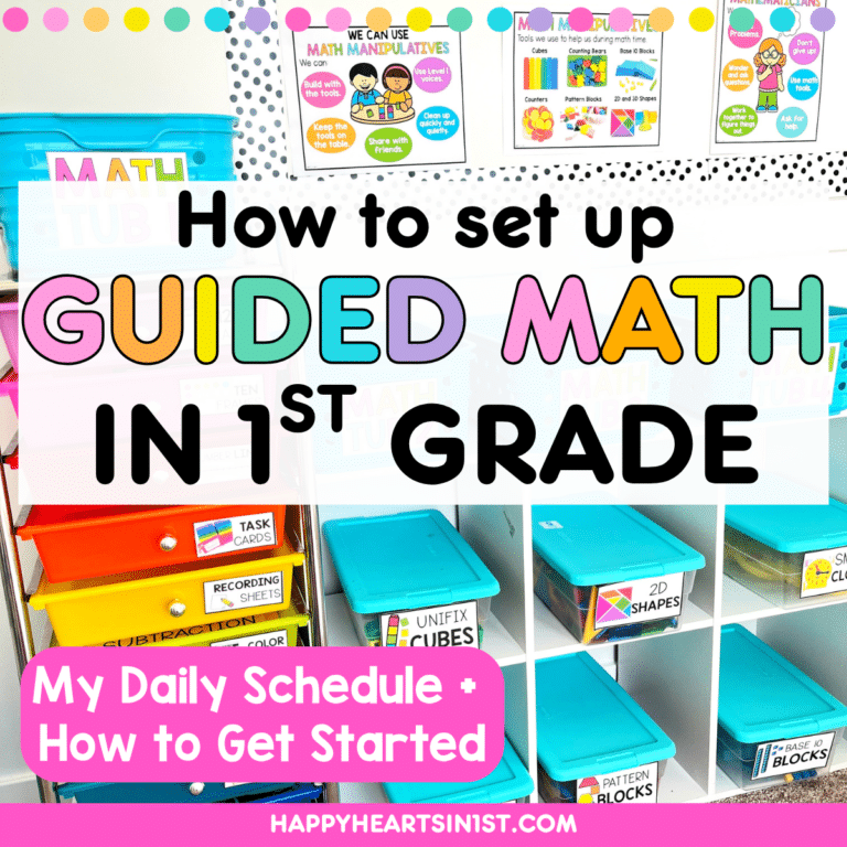 How to Set Up Guided Math in 1st Grade: My Daily Schedule and How to Get Started. First Grade Math Schedule