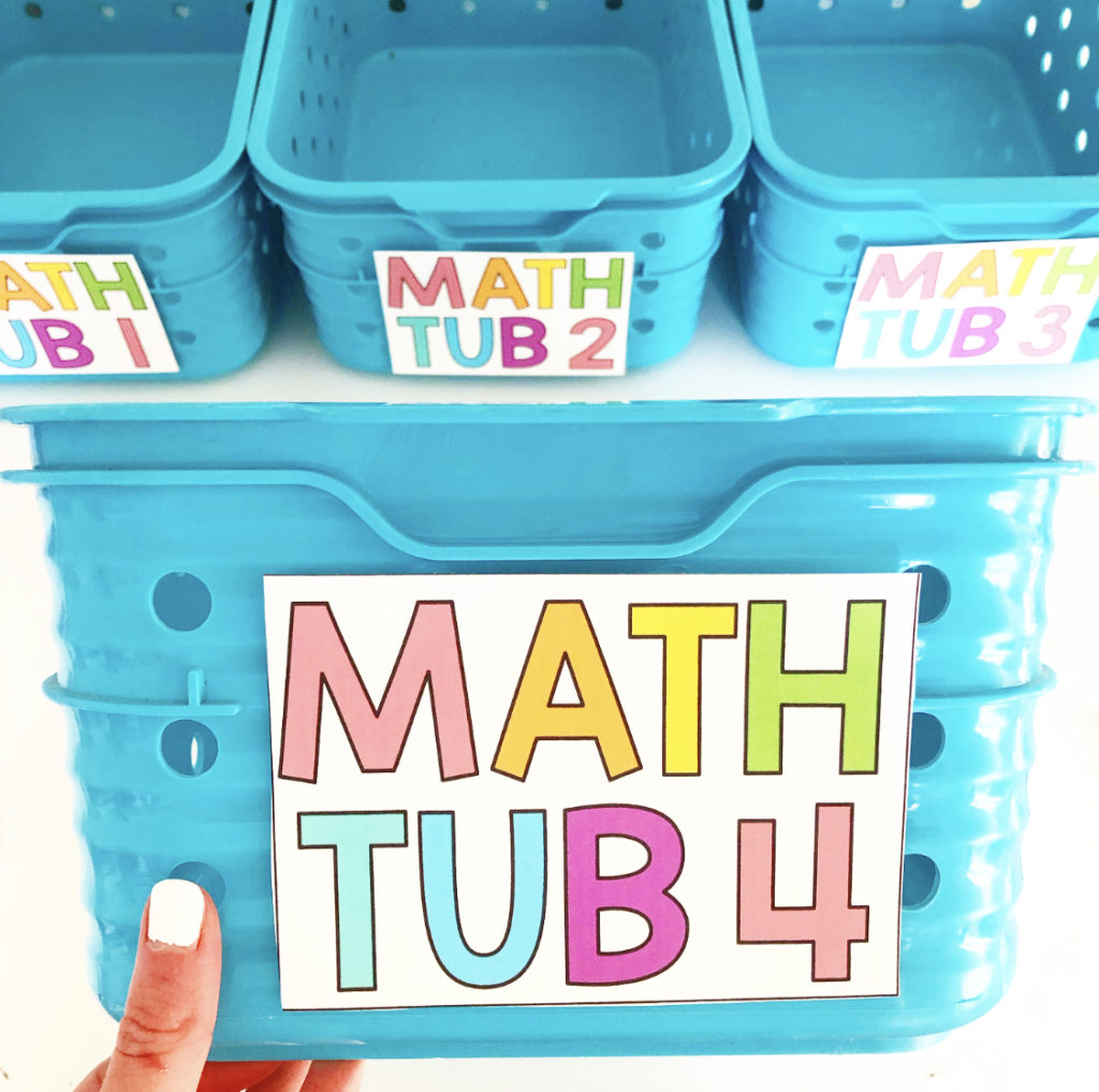 free math tub labels classroom organization 