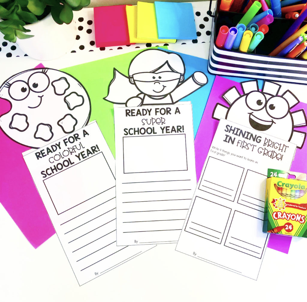 Back to School Night ideas and tips for teachers blog from Happy Hearts in 1st No Prep back to school writing craft freebies