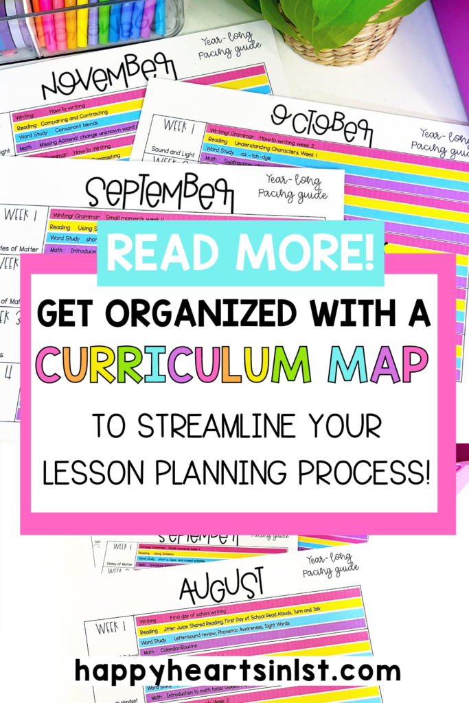 Get organized and save hours on lesson plans with this Editable Curriculum Map template and Monthly Pacing Guide! Planning out your curriculum for the year keeps you on track and makes weekly lesson planning less time consuming and much more simple! Learn a simple 5 step process using a template for  curriculum mapping! Implement this during back to school time or anytime of year in your kindergarten, first grade or second grade classroom!