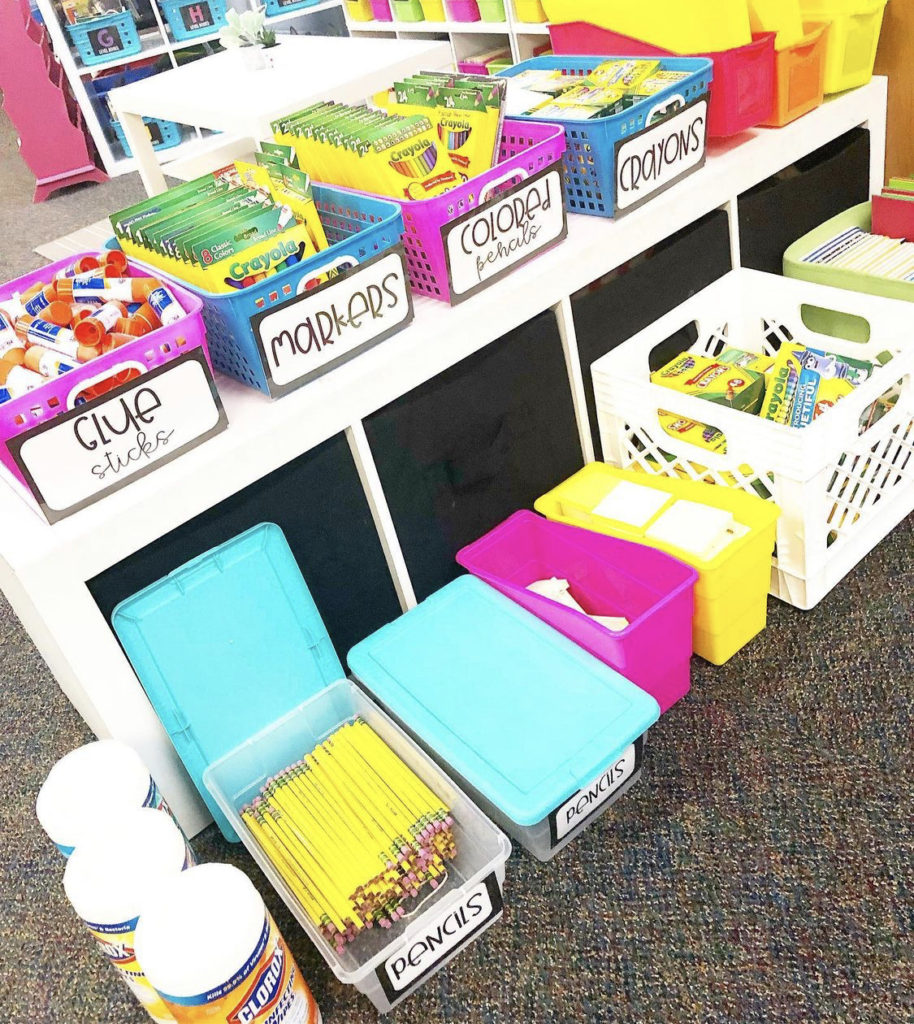 Back to School Night ideas and tips for teachers blog from Happy Hearts in 1st Student supply station organization