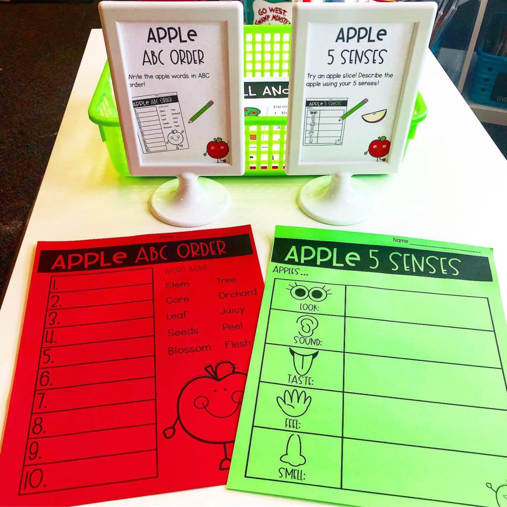 Apple 5 Senses and Apple ABC Order activities 