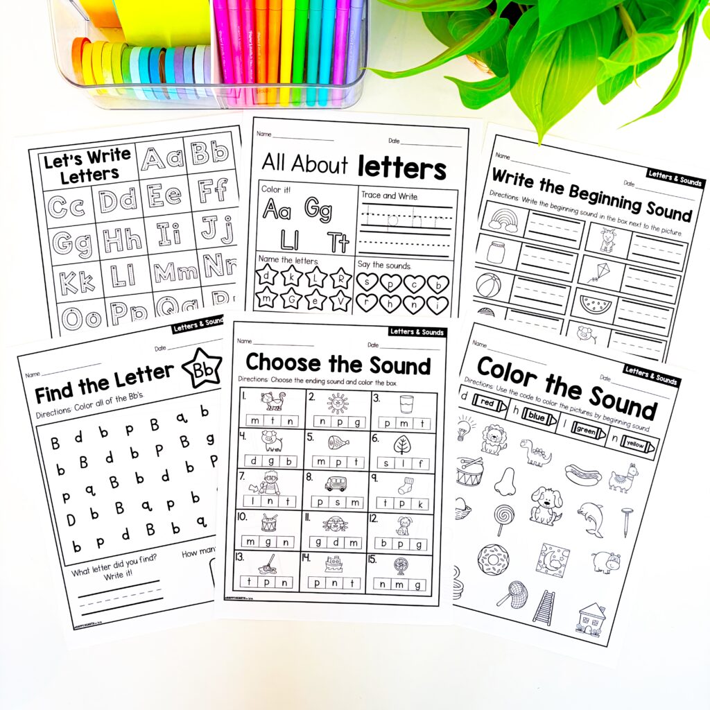 First grade letters and sounds review worksheets for back to school