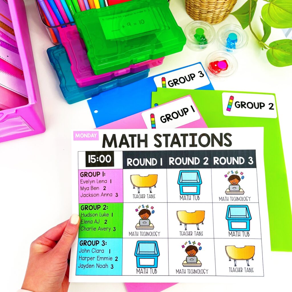 Organize guided math groups in first grade