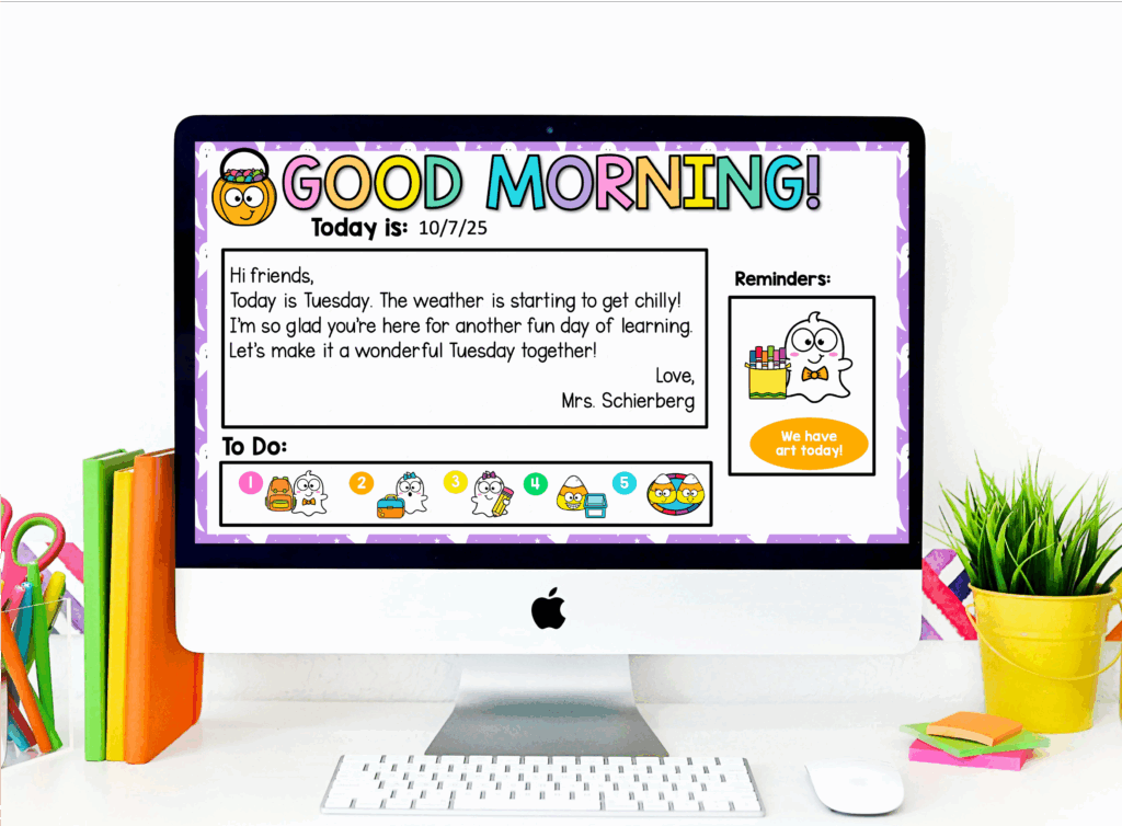 Halloween Daily Slides 1st grade activities classroom October