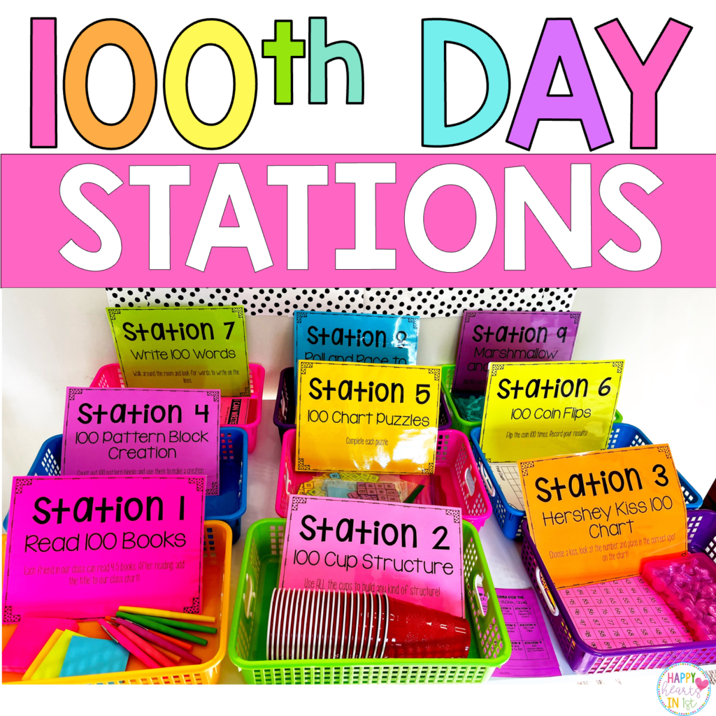 100TH day of school activities stations 1st grade second grade kindergarten