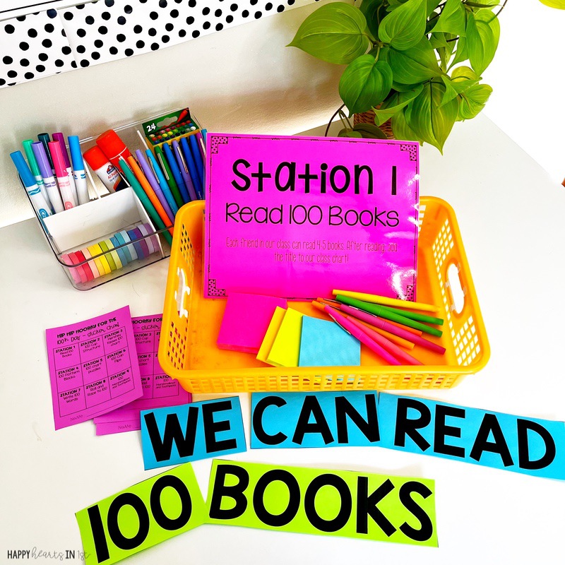 100th Day of School Station Read 100 Books 