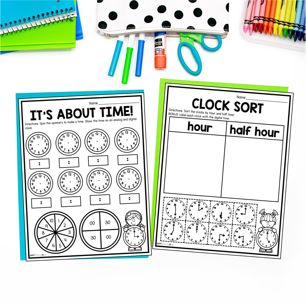 telling time to the hour and half hour worksheets 1st grade