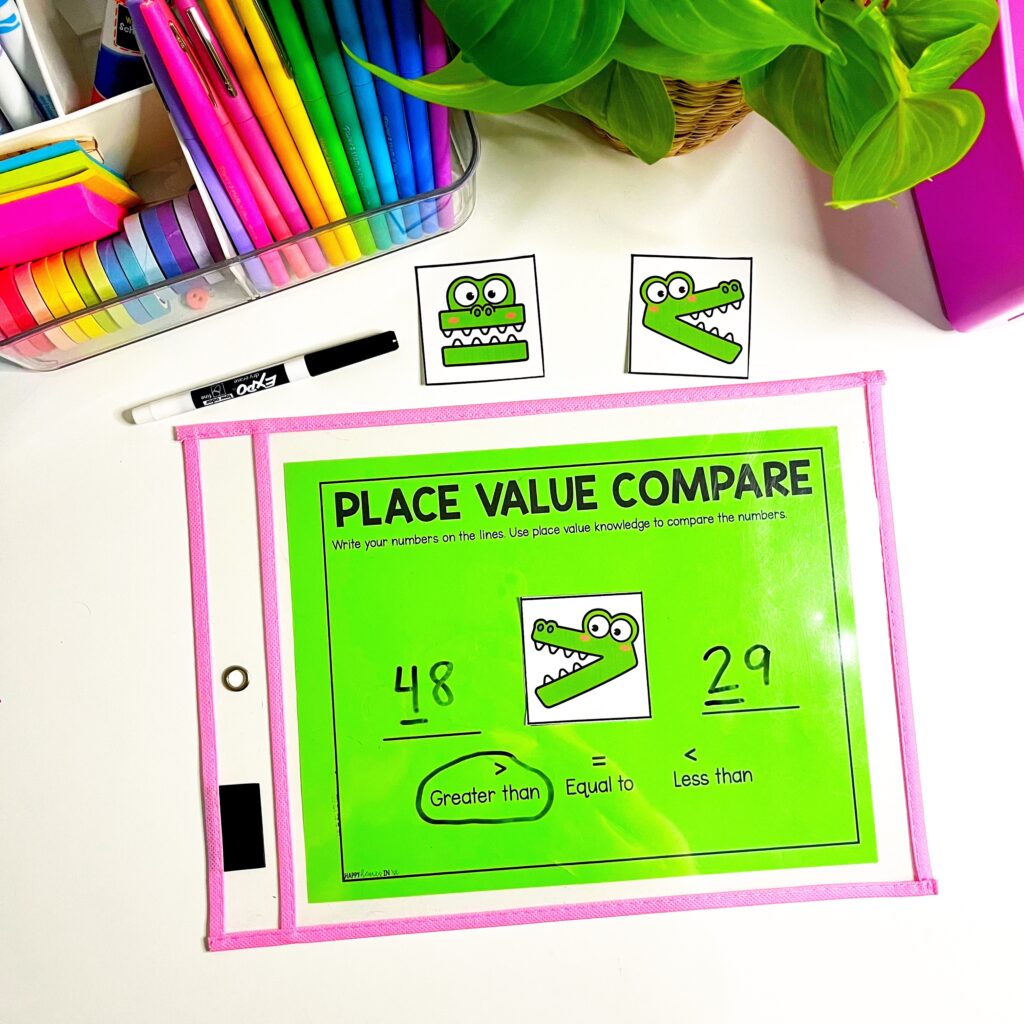 Comparing numbers first grade activities ideas greater than less than guided math