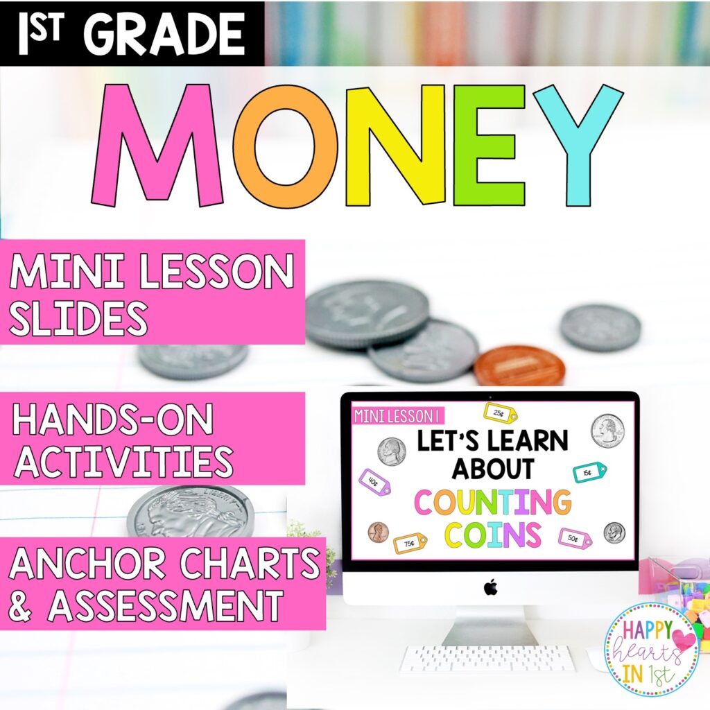 1st grade money unit lessons activities anchor charts games math centers worksheets