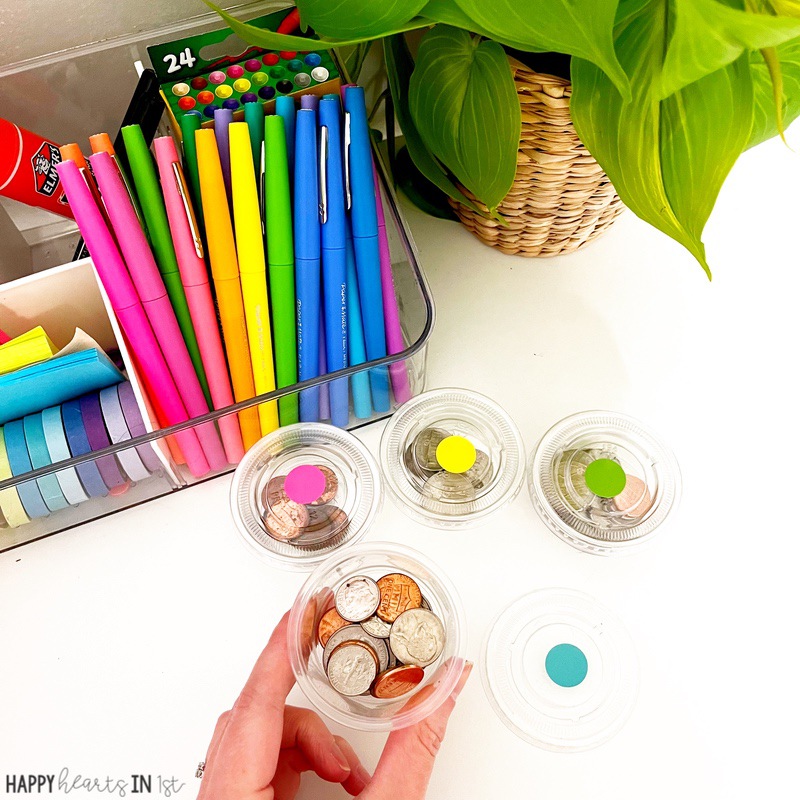 Using coin cups to teach money in guided math small groups