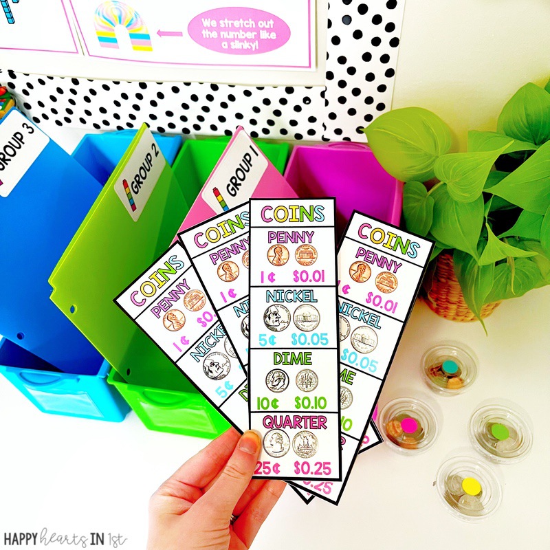 Teaching Money to first graders counting coins bookmark