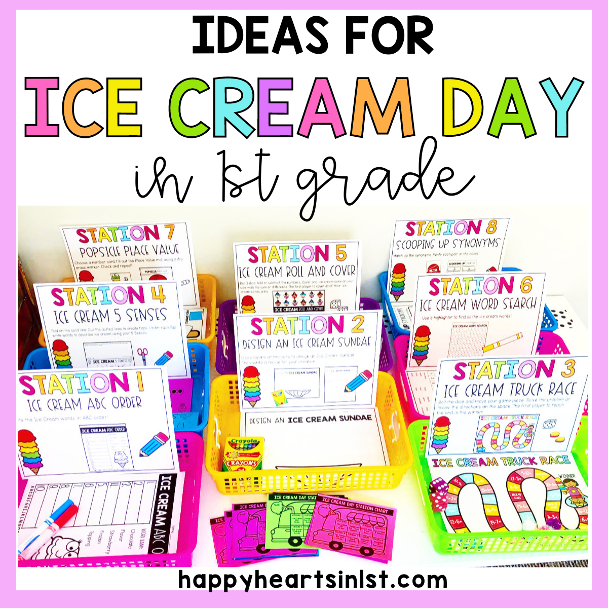 Ice Cream Day 1st Grade Stations and Activities