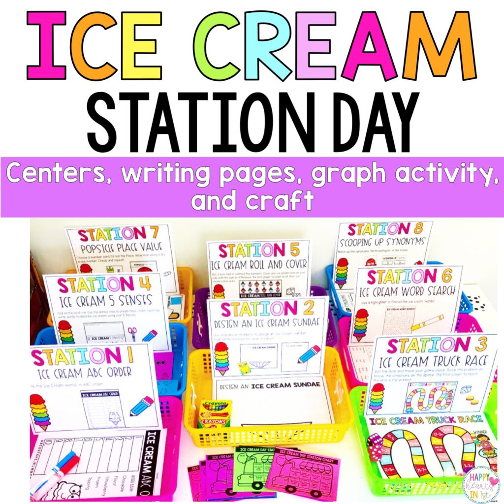 Ice Cream Day 1st Grade Stations and Activities