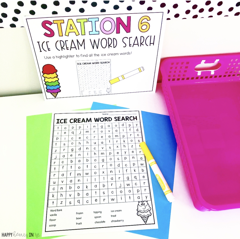 Ice Cream Day 1st Grade Stations and Activities Ice Cream Word Search