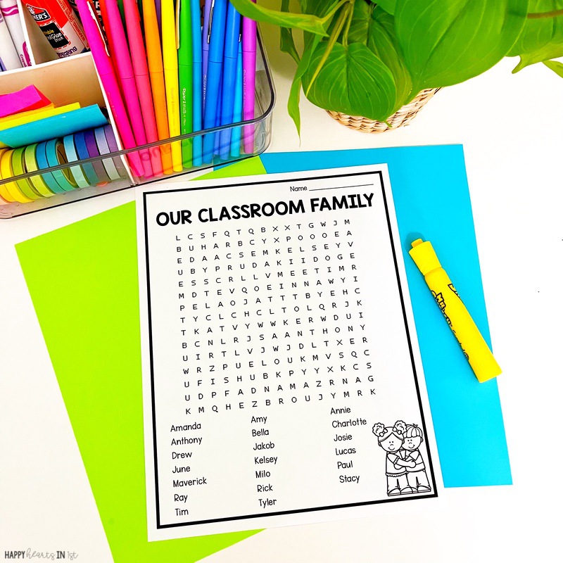 last day of school ideas student name word search