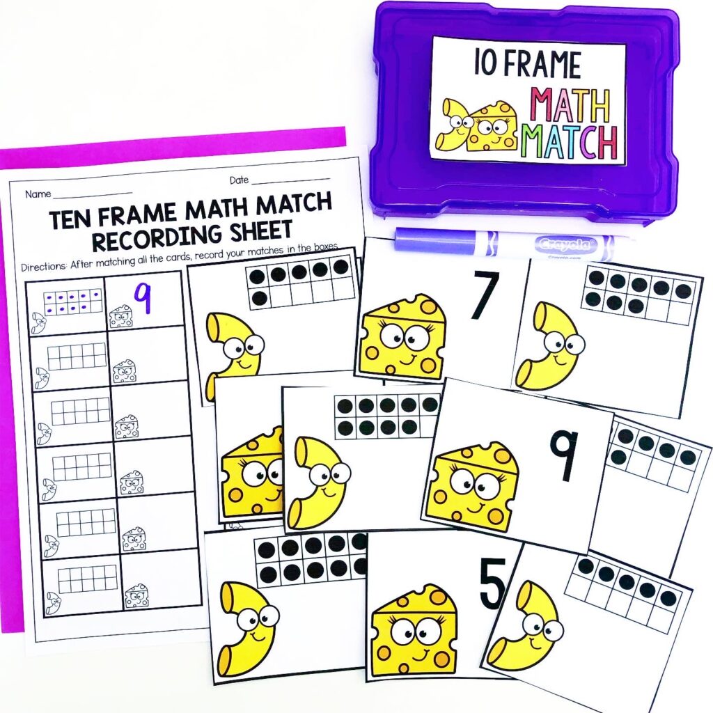 Ten frame memory match math center