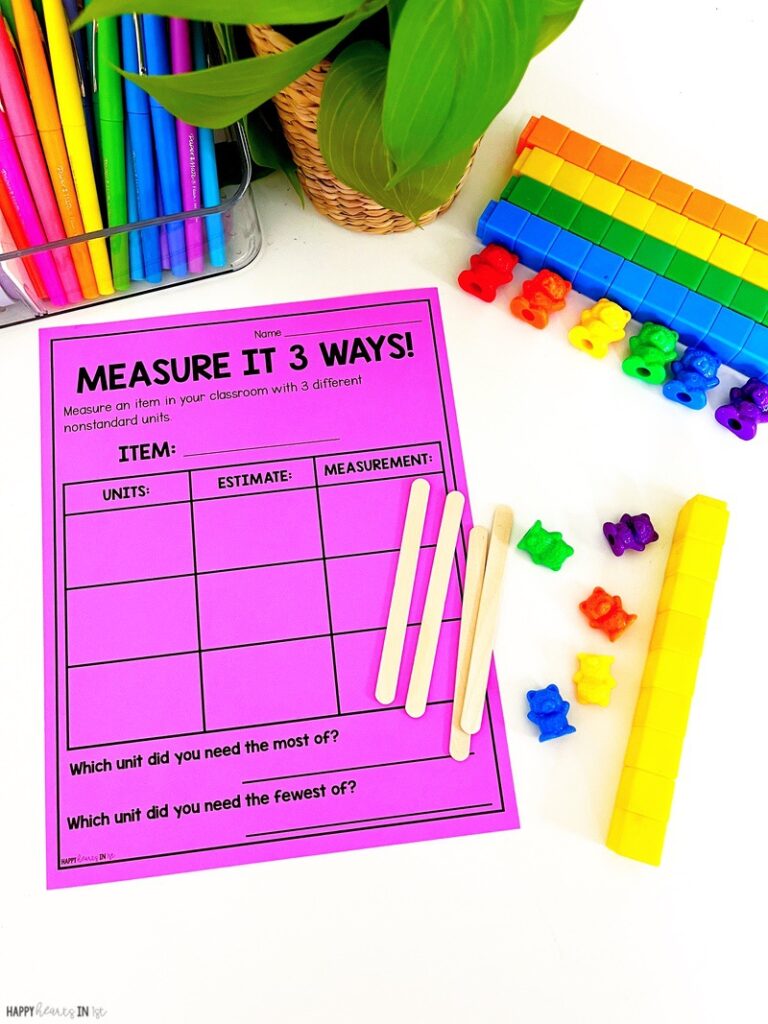 nonstandard measurement guided math small group instruction first grade hands-on activities for measuring with nonstandard units Measure It 3 Ways Activity