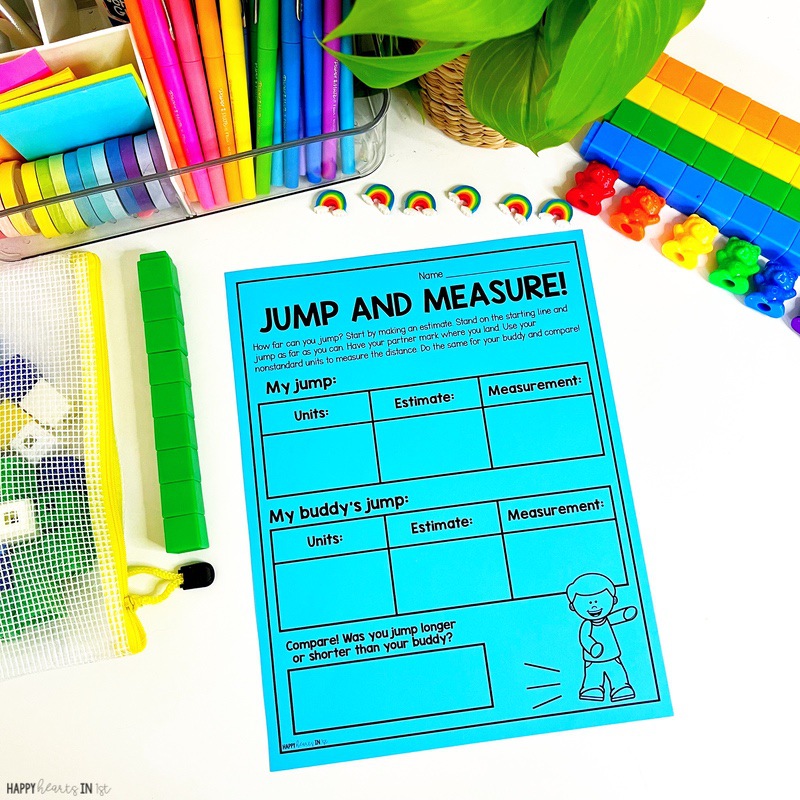 nonstandard measurement guided math small group instruction first grade hands-on activities for measuring with nonstandard units jump and measure