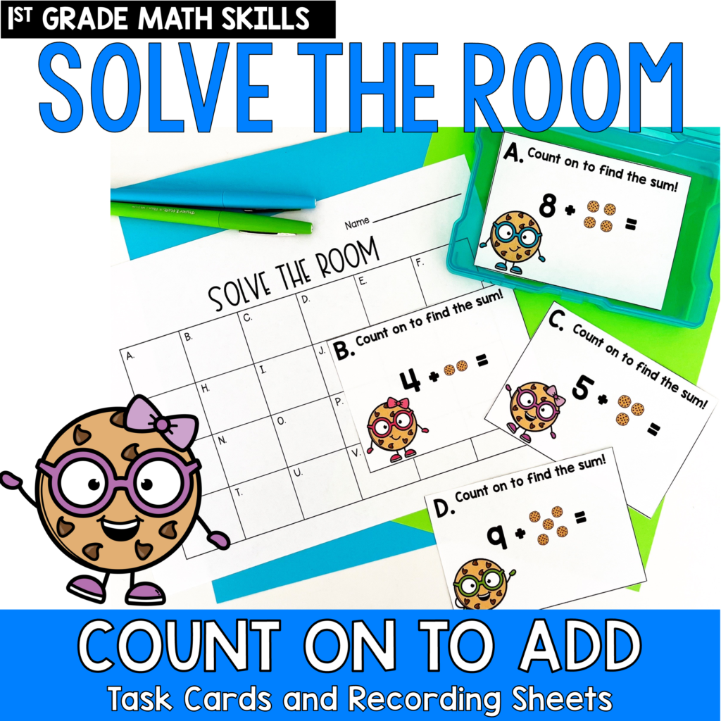 Count on to add task cards 1st grade math