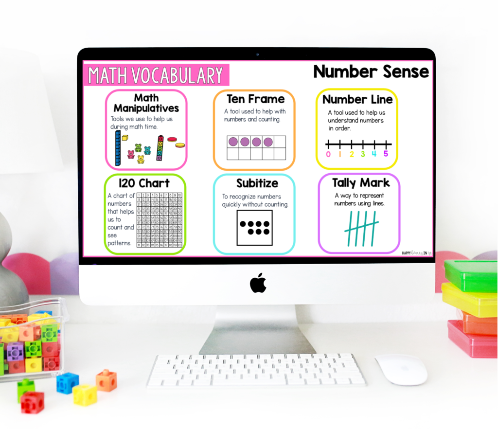 Math Mini Lesson slides vocabulary 1st grade number sense