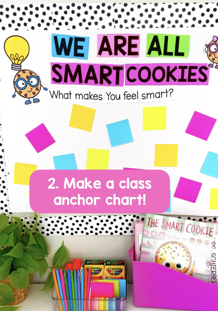 Smart Cookie activities for Smart Cookie Day in 1st grade anchor chart We are all smart brainstorm