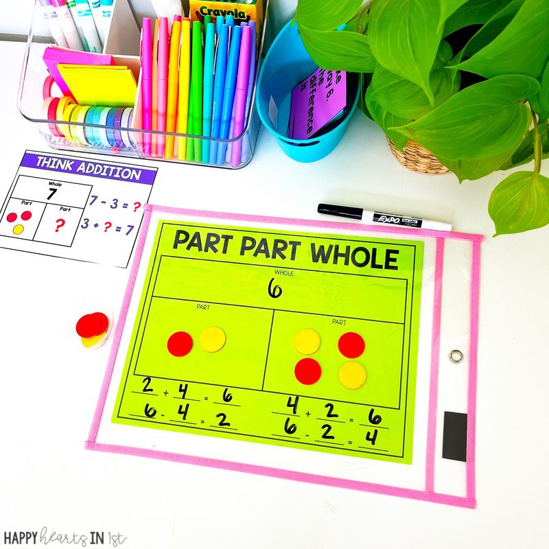 Part Part Whole Math Mat Addition and Subtraction 1st grade math center