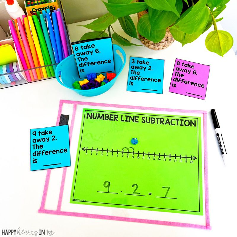 subtract on a number line subtraction strategies 1st grade math mats