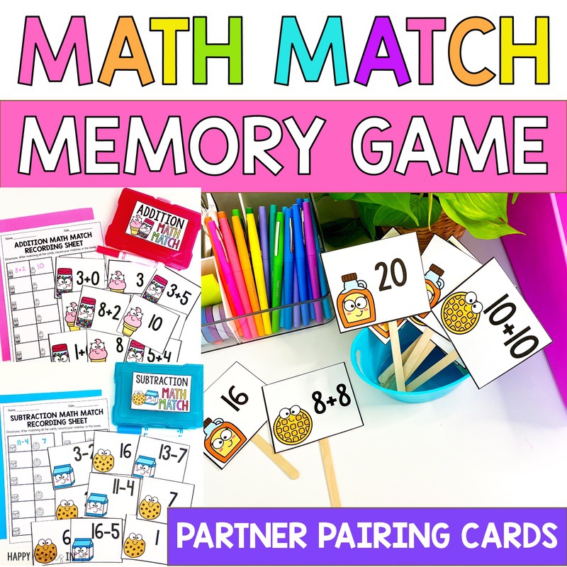 1st grade math centers math center activities Math Memory Match Game