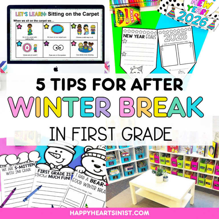 Headed back to the classroom after winter break? I've got you covered with tips and strategies for starting the new year on the right foot! I’m sharing strategies to refresh your classroom, ease back into routines with a soft start day, review classroom procedures, and engage your little learners with goal setting and sharing about their holiday adventures. I am also sharing a FREE no prep writing craft perfect for returning from winter break!