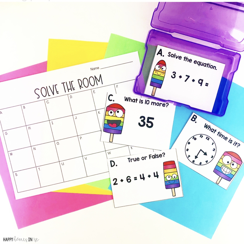 Solve the Room Math centers 1st grade math activities 1st grade review task cards