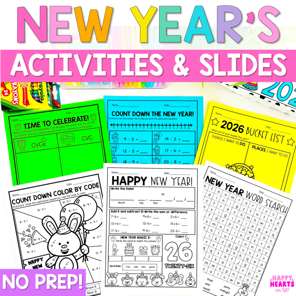 Classroom New Year's Activities 1st Grade Goal Setting Craft and New Year Writing Activities New Years Banner Word Search Games