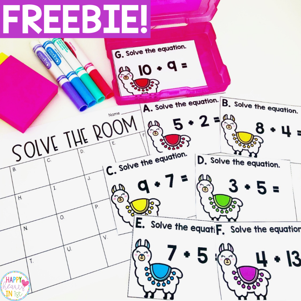 Solve the Room Math centers 1st grade math activities