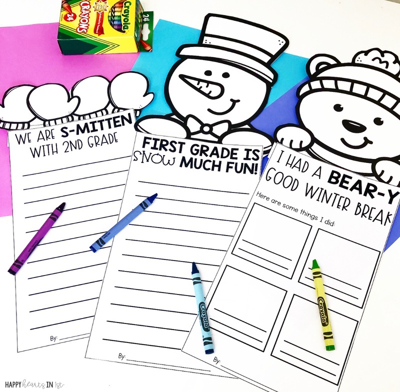 free winter No prep writing crafts 1st grade kindergarten 2nd grade