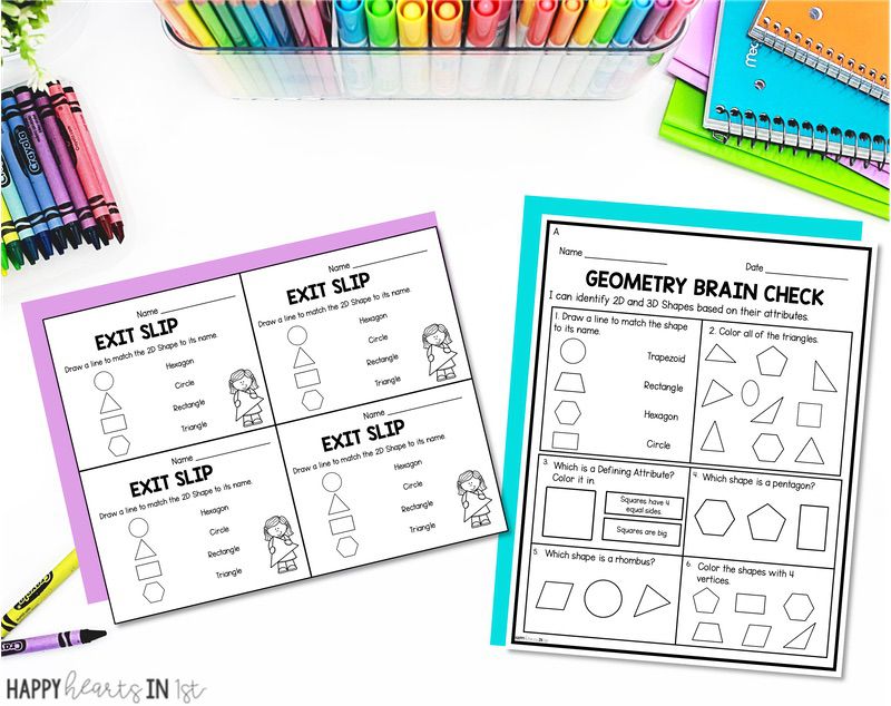 Assessment for 2d and 3d shapes in 1st grade