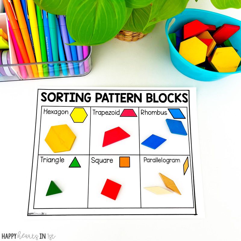 pattern block activities to teach 2d shapes in 1st grade