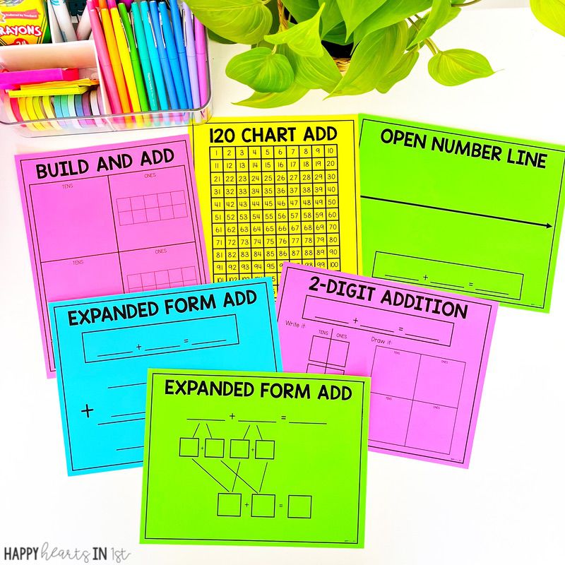 2-digit addition small group math mats activities 1st grade