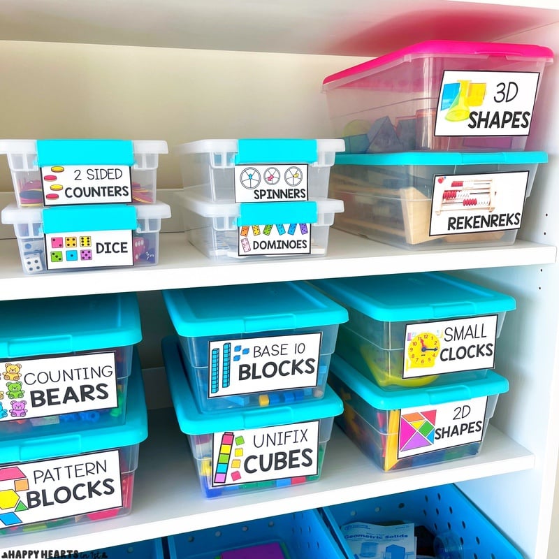 math manipulative labels classroom organization 1st grade