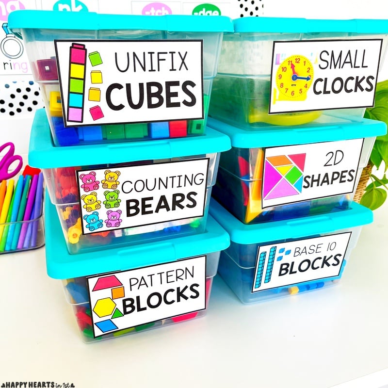 math manipulative bin labels