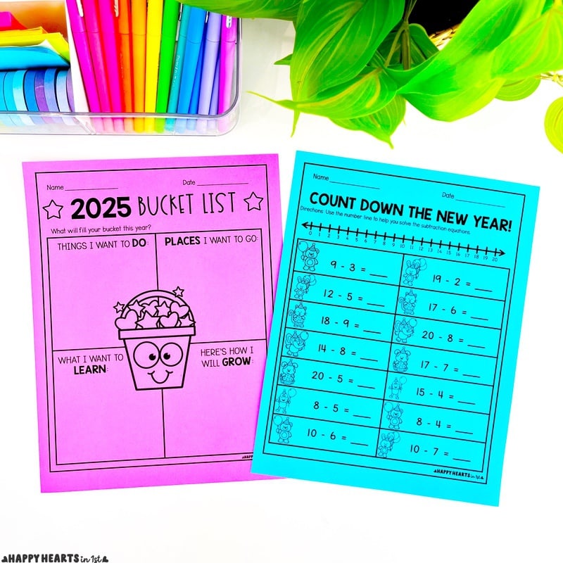 New Years Writing Activity for the classroom 1st grade