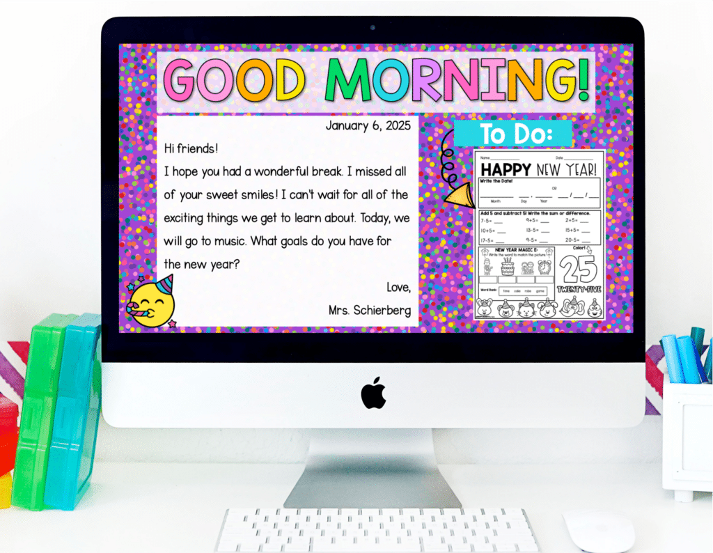 New Years Morning Message Slide 1st Grade Classroom New Year's Activities 