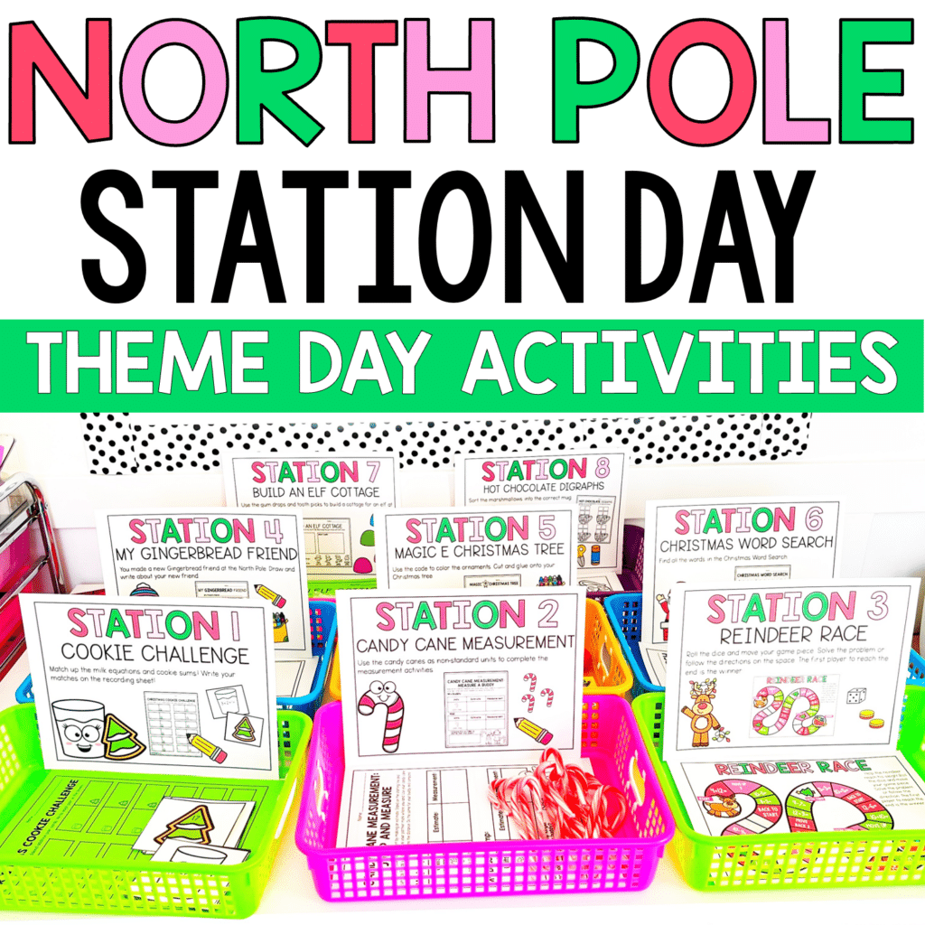 classroom christmas activities 1st grade north pole stations centers theme day craft