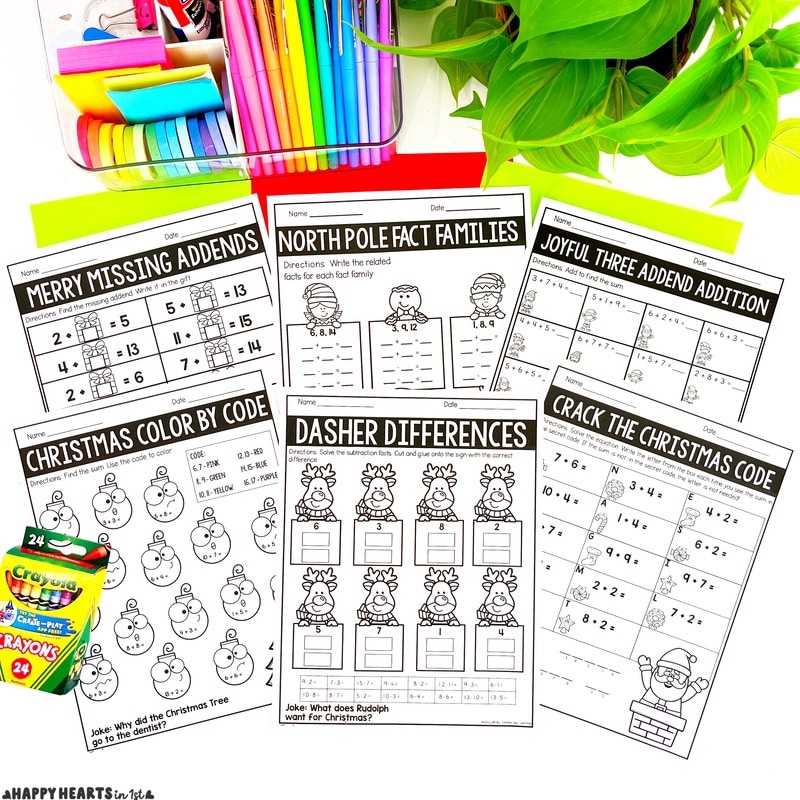 Classroom Christmas Ideas for 1st grade No Prep Math Christmas Worksheets and Centers